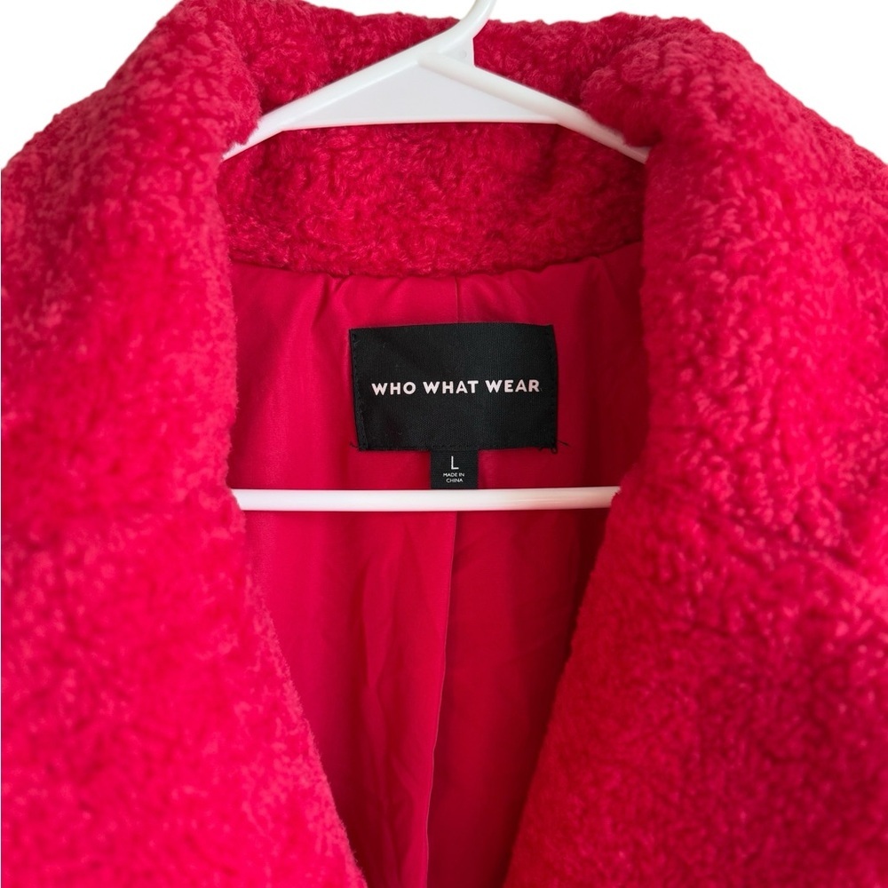 Who What Wear Pink Long Sleeve Teddy Jacket Size Large - Picture 7 of 8